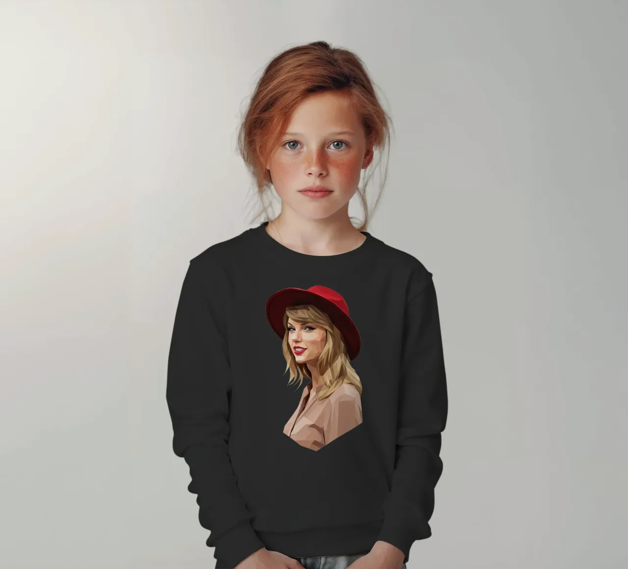 Taylor Swift con cappello rosso Low poly felpa bambino da Low Profile
