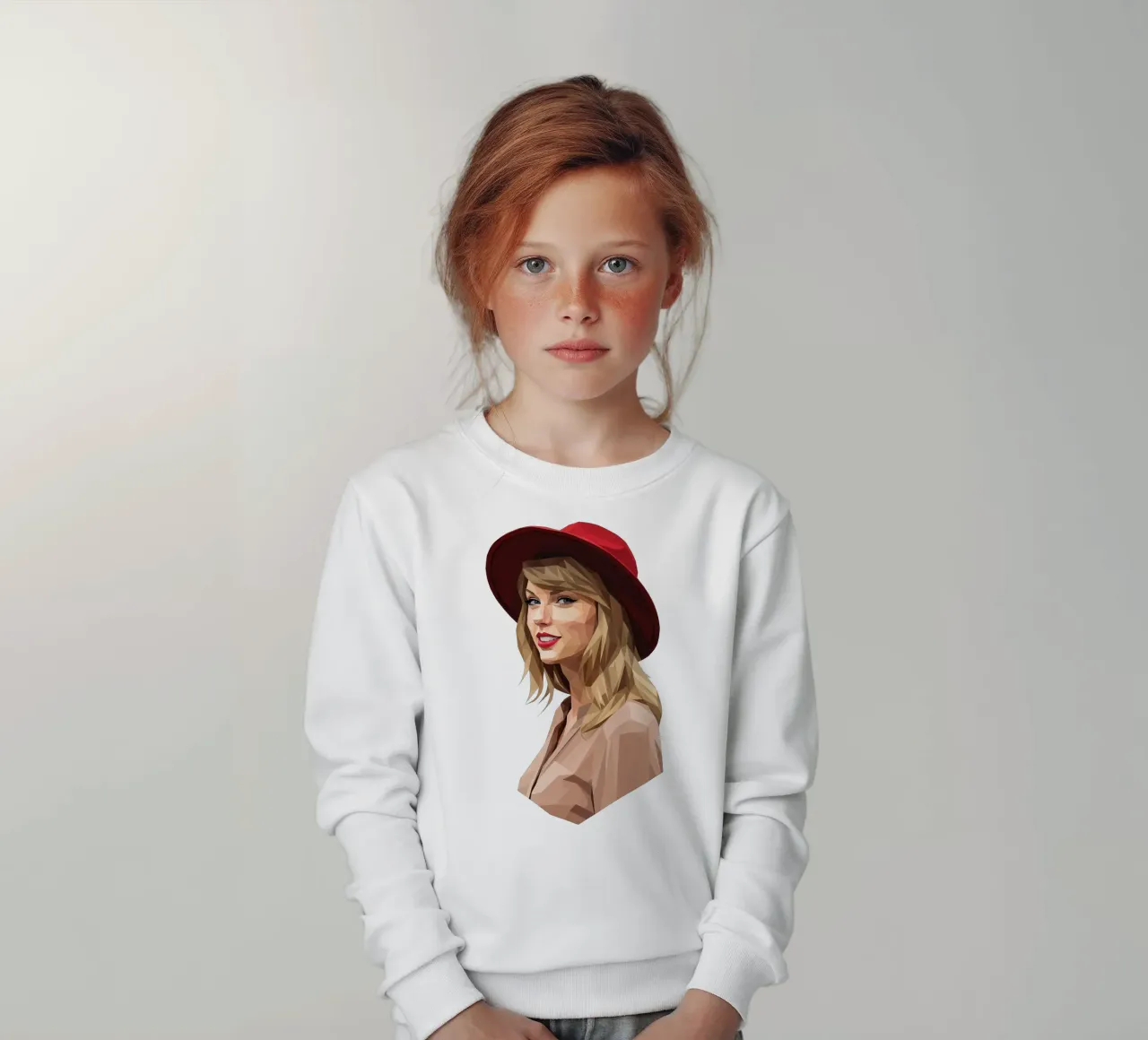 Taylor Swift con cappello rosso Low poly felpa bambino da Low Profile