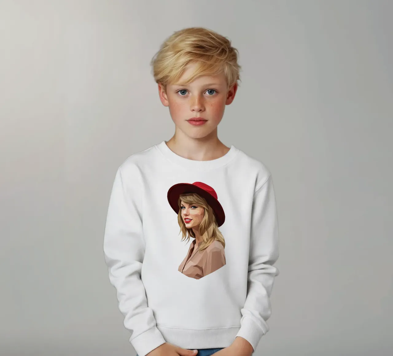 Taylor Swift con cappello rosso Low poly felpa bambino da Low Profile