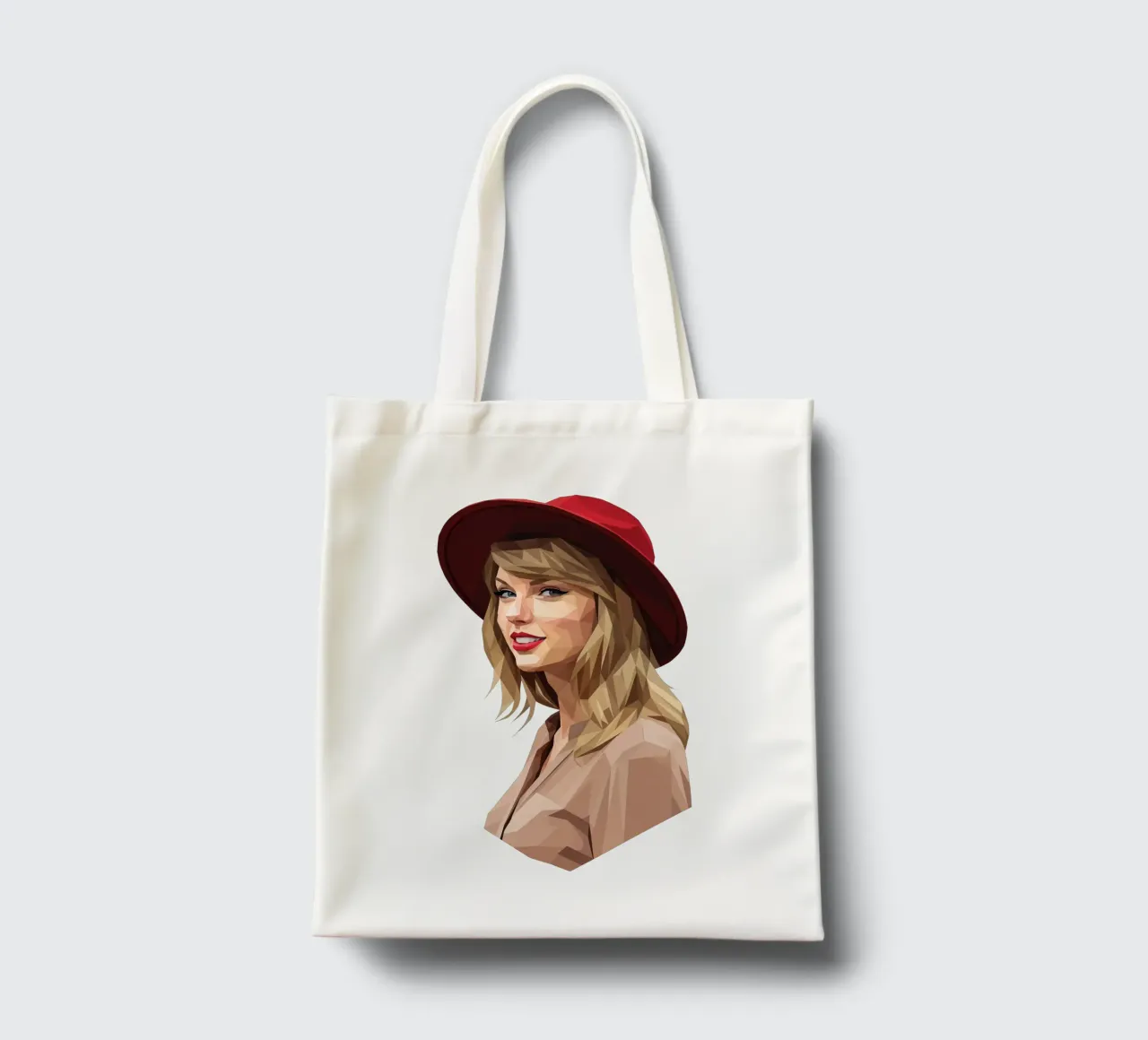 Taylor Swift con cappello rosso Low poly borsa in juta da Low Profile