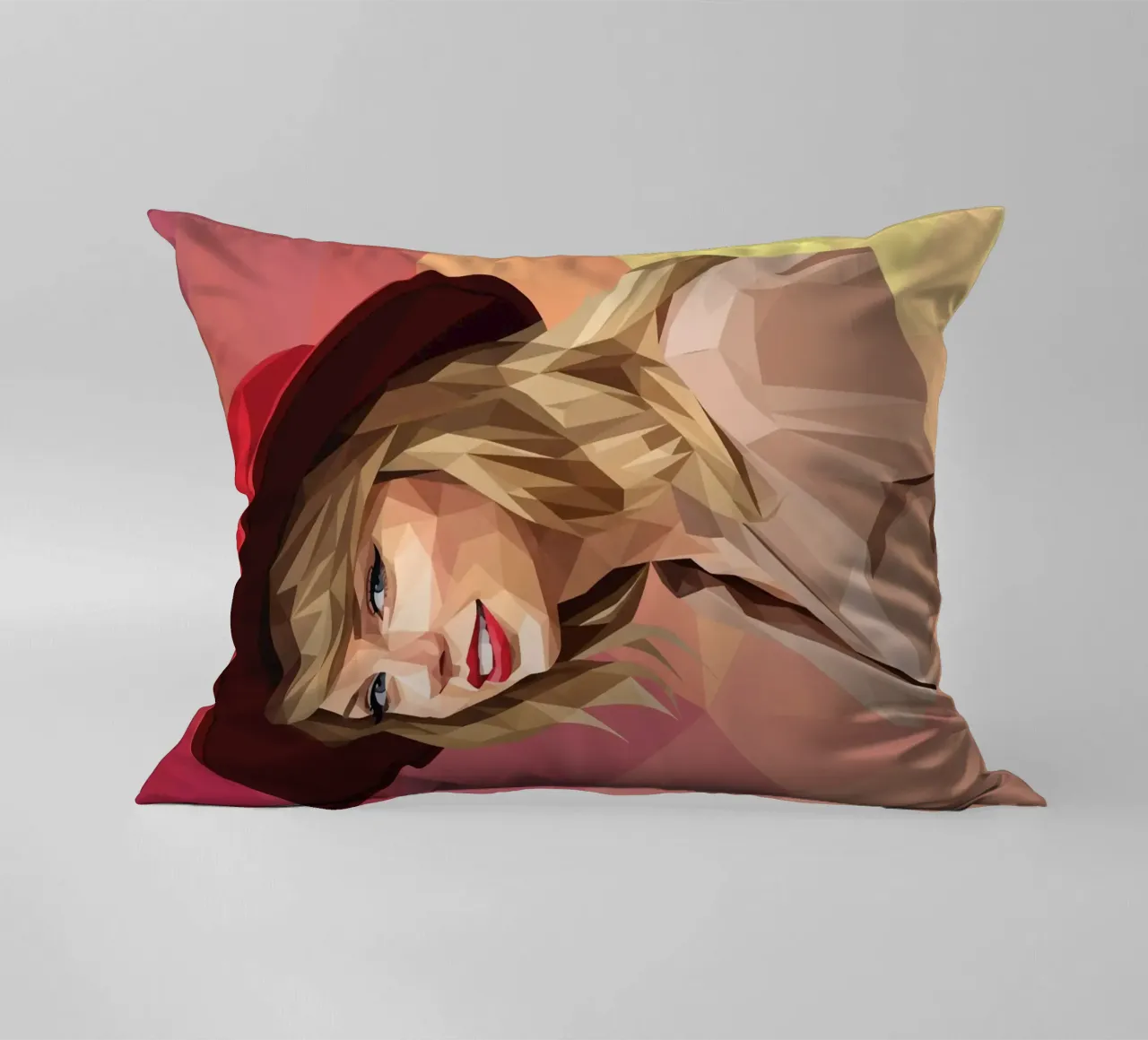 Taylor Swift con cappello rosso Low poly cuscino da Low Profile