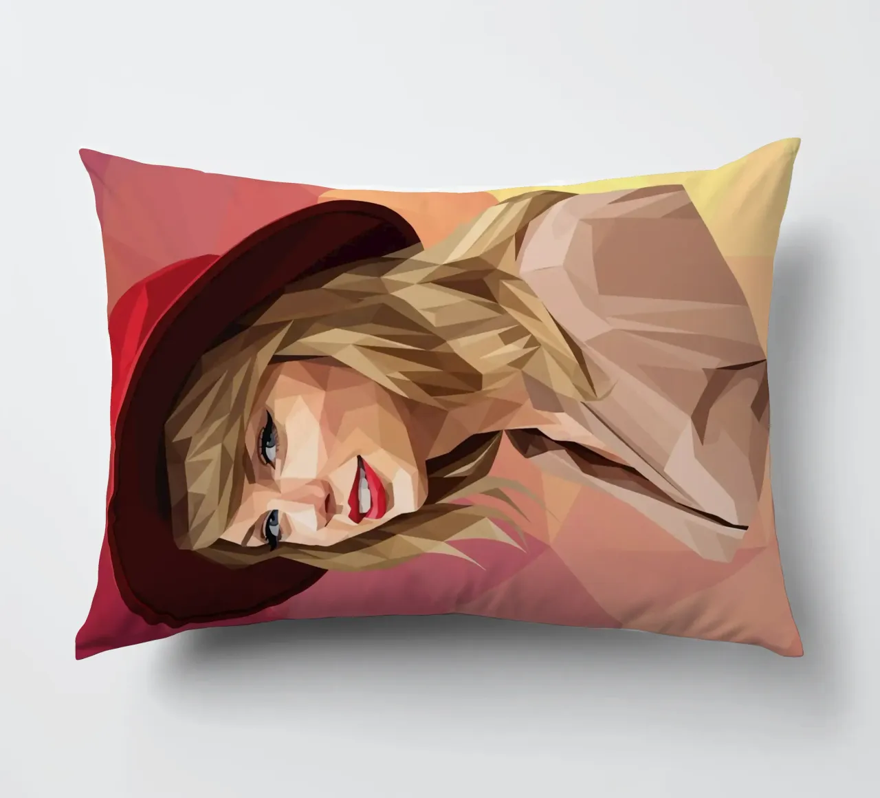 Taylor Swift con cappello rosso Low poly cuscino da Low Profile