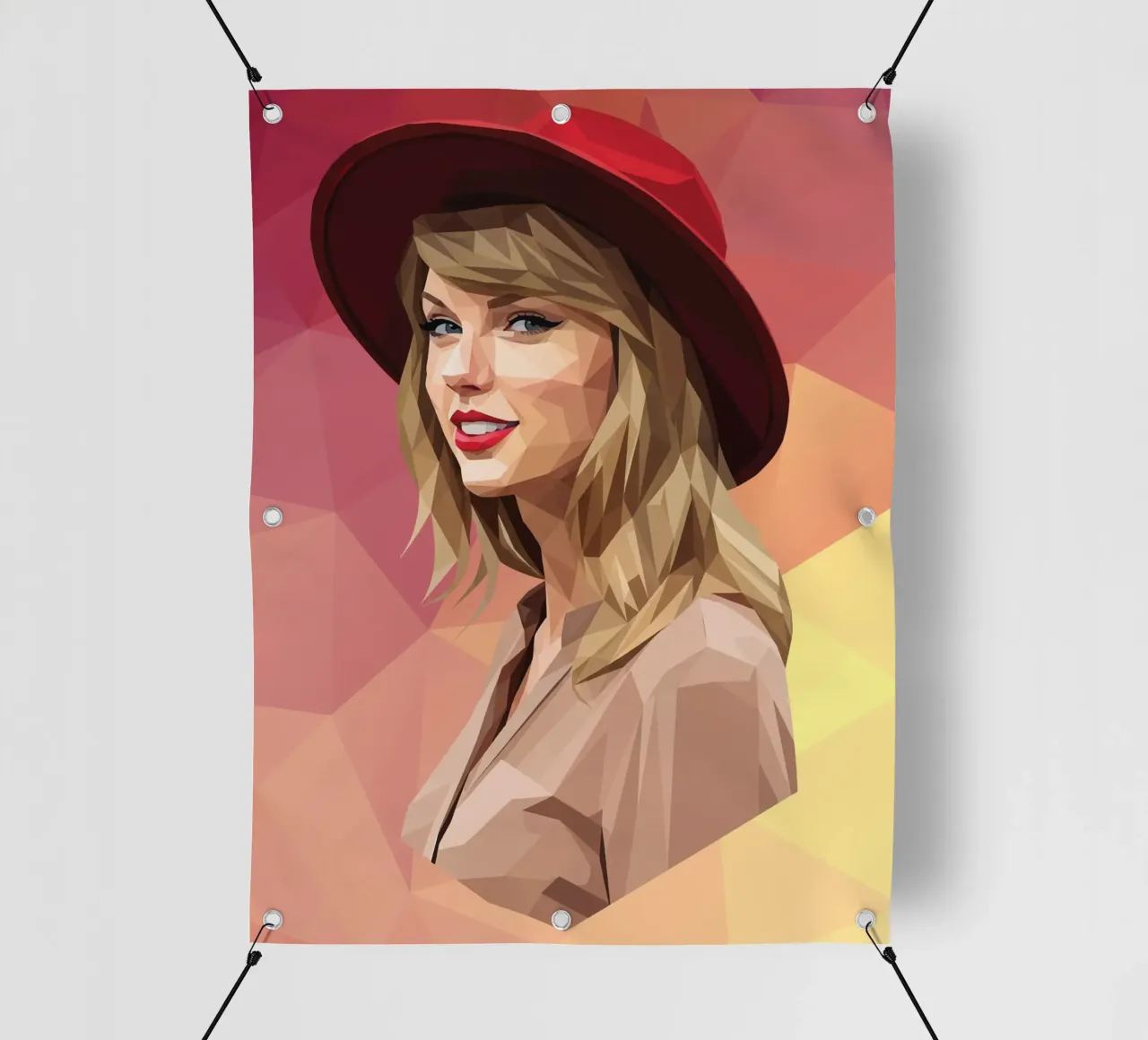 Taylor Swift con cappello rosso Low poly telo in pvc da Low Profile