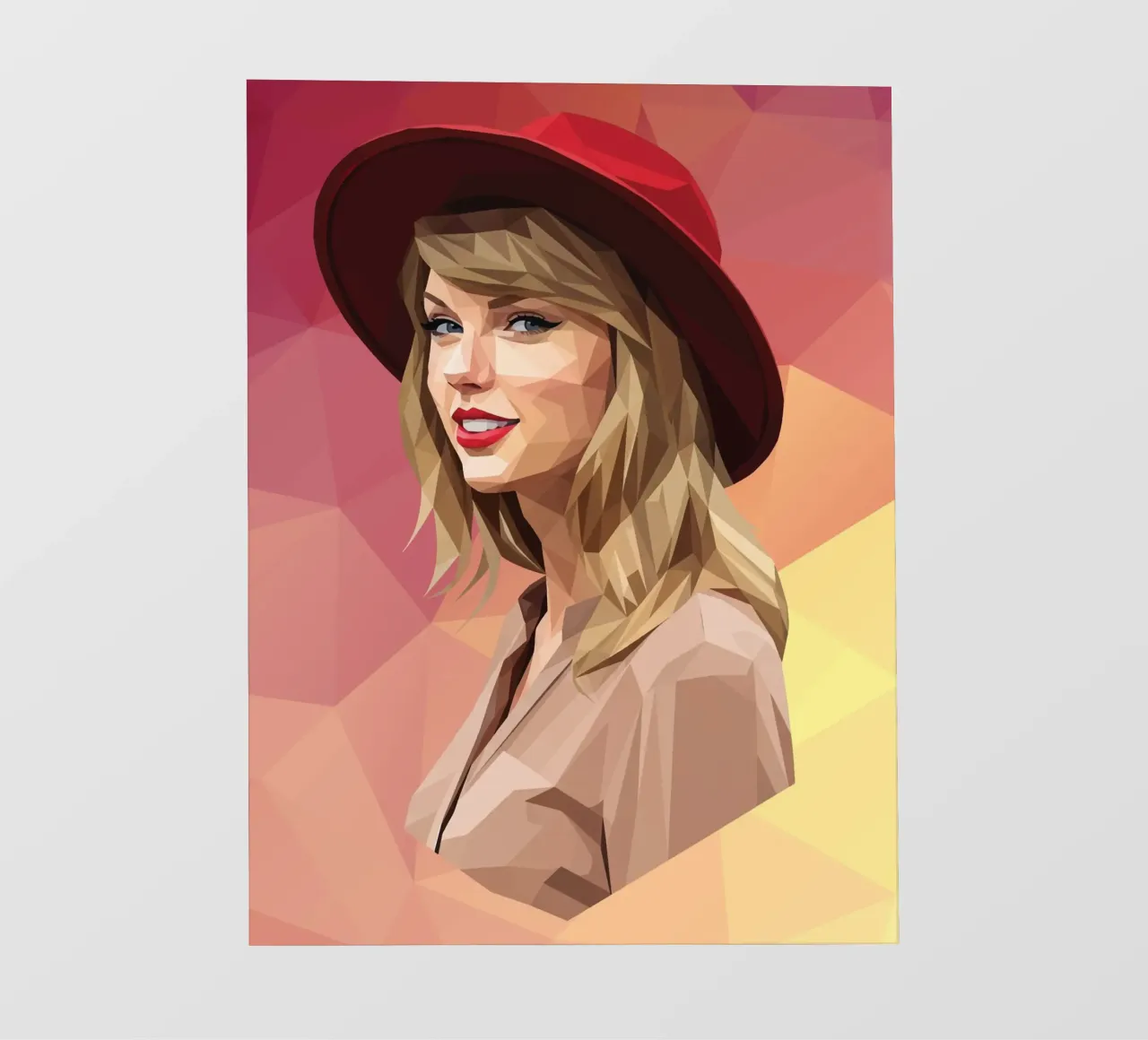 Taylor Swift con cappello rosso Low poly telo in pvc da Low Profile