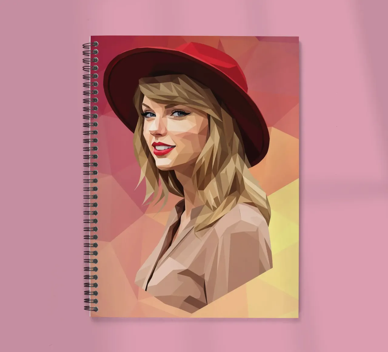 Taylor Swift with red hat Low poly spiral notebook by Low Profile