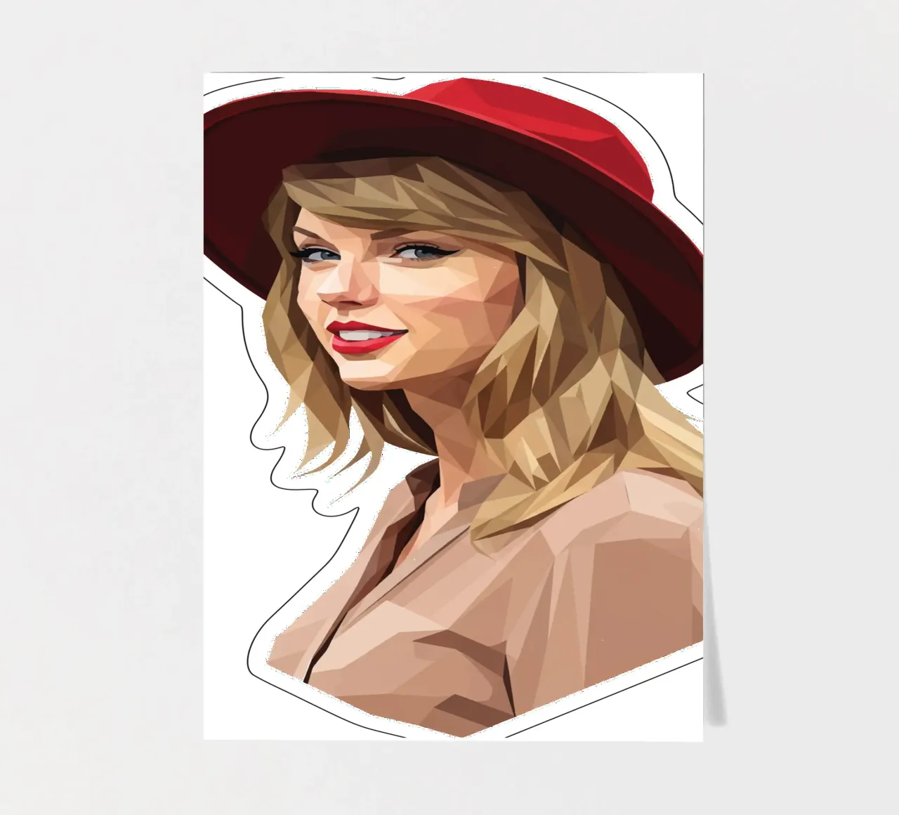 Taylor Swift mit rotem Hut Low Poly Stickerbogen von Low Profile
