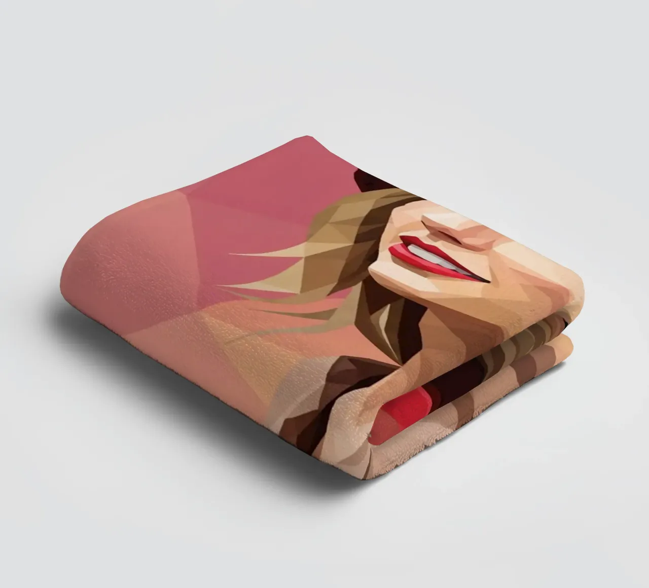 Taylor Swift mit rotem Hut Low Poly Handtuch von Low Profile