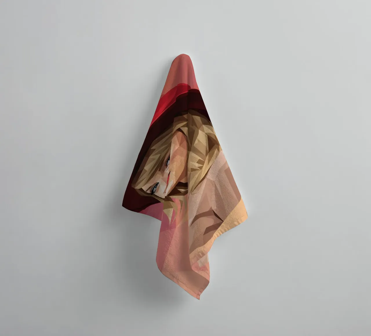 Taylor Swift with red hat Low poly towel by Low Profile