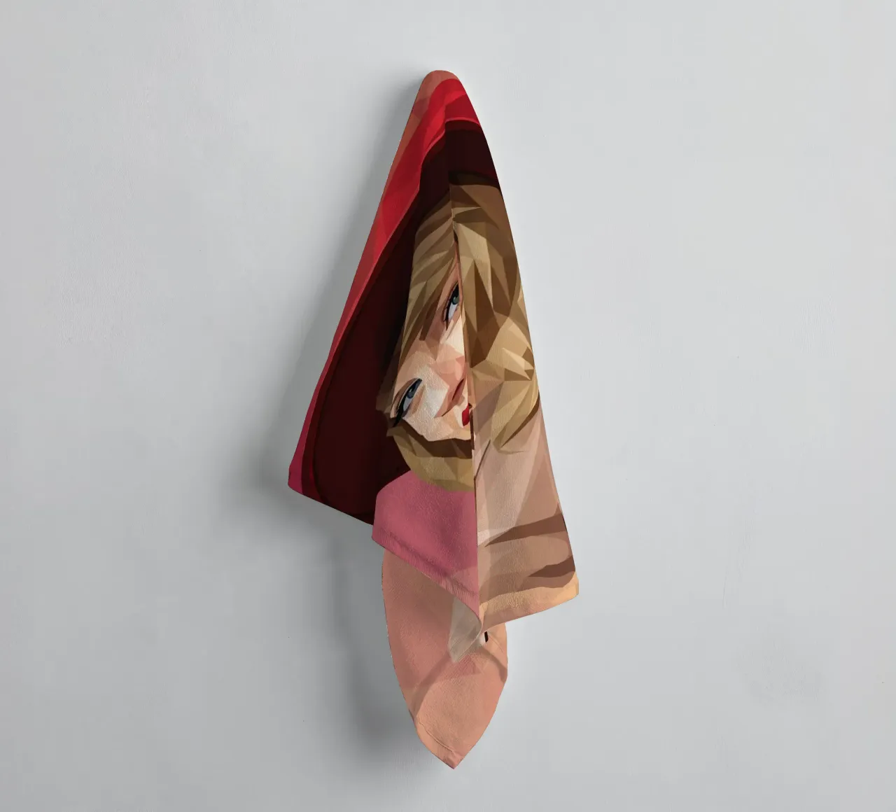 Taylor Swift with red hat Low poly towel by Low Profile
