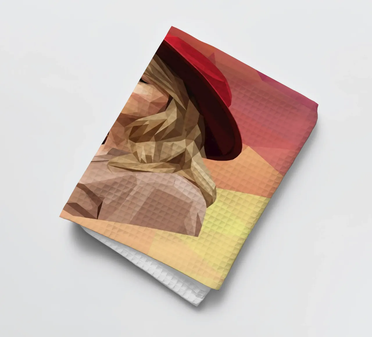 Taylor Swift mit rotem Hut Low Poly Geschirrtuch von Low Profile