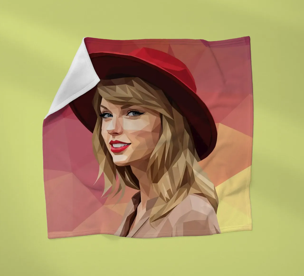 Taylor Swift mit rotem Hut Low Poly Fleecedecke von Low Profile