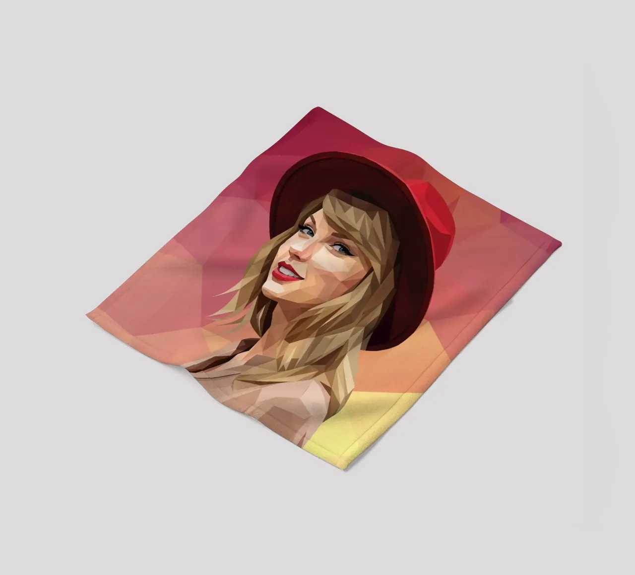 Taylor Swift mit rotem Hut Low Poly Fleecedecke von Low Profile