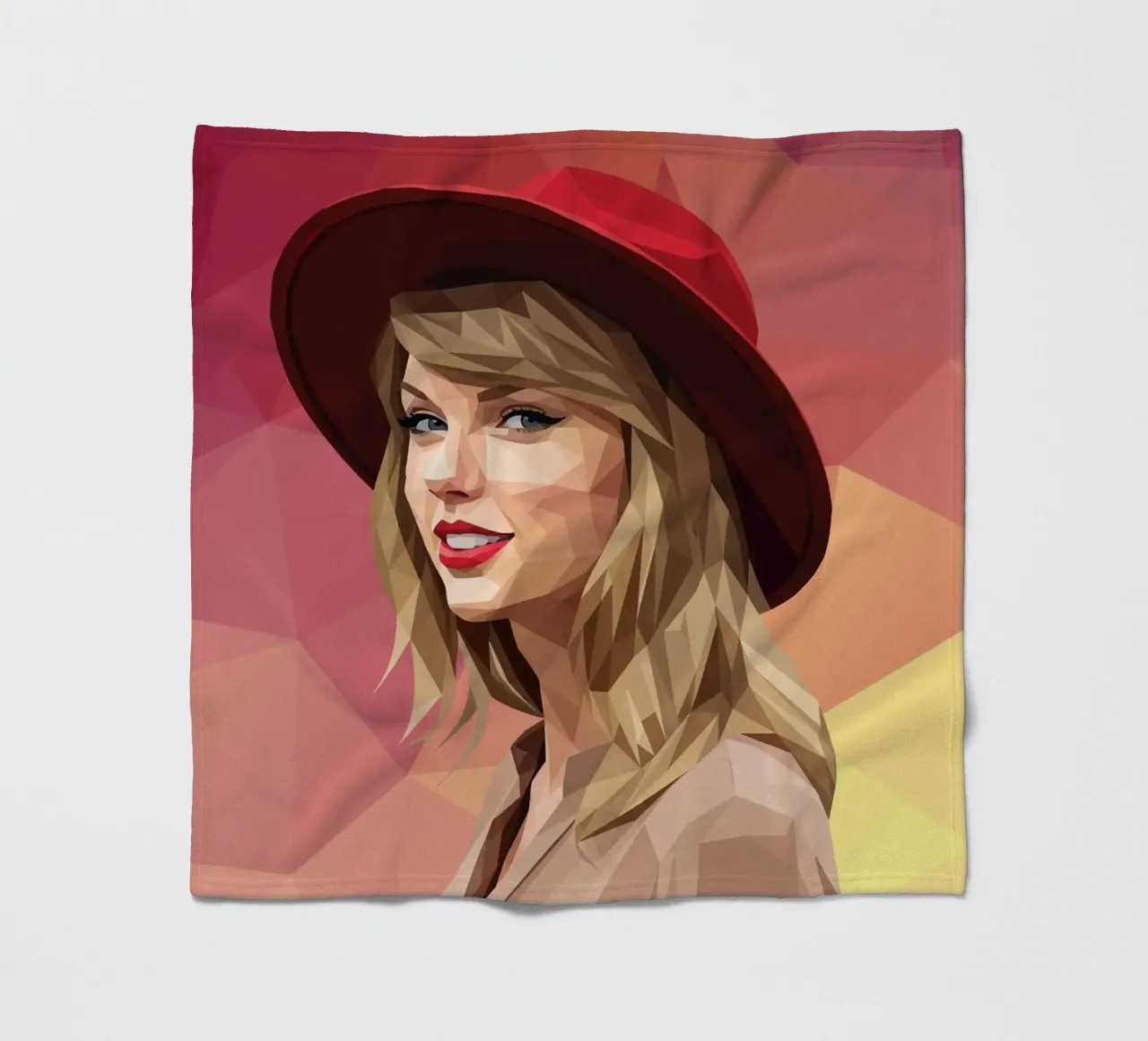 Taylor Swift mit rotem Hut Low Poly Fleecedecke von Low Profile