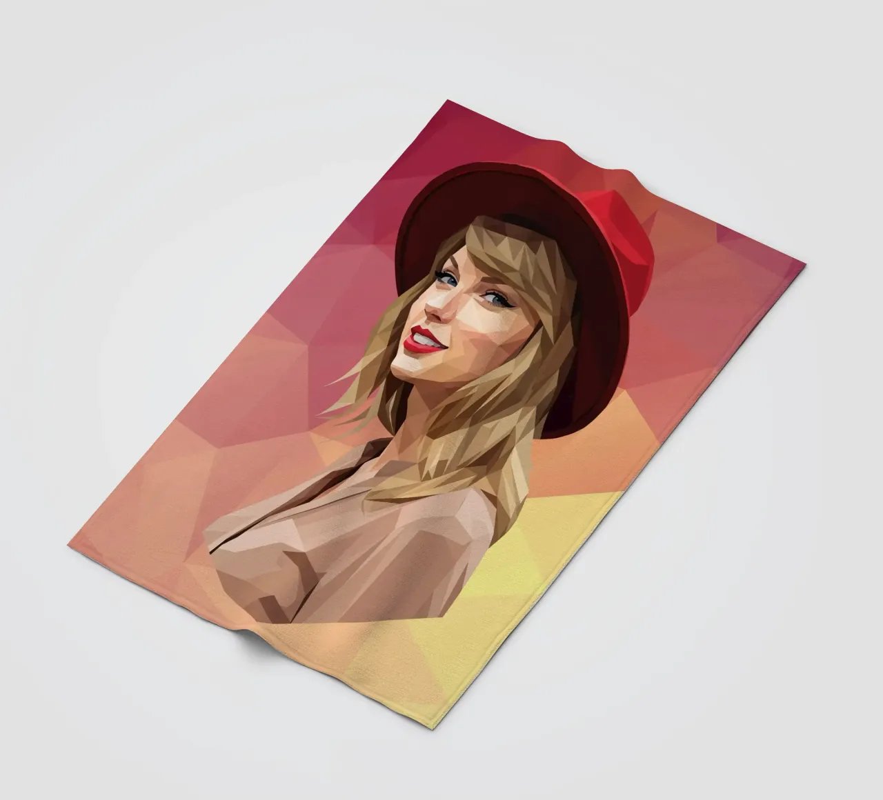 Taylor Swift con cappello rosso Low poly coperta in pile da Low Profile