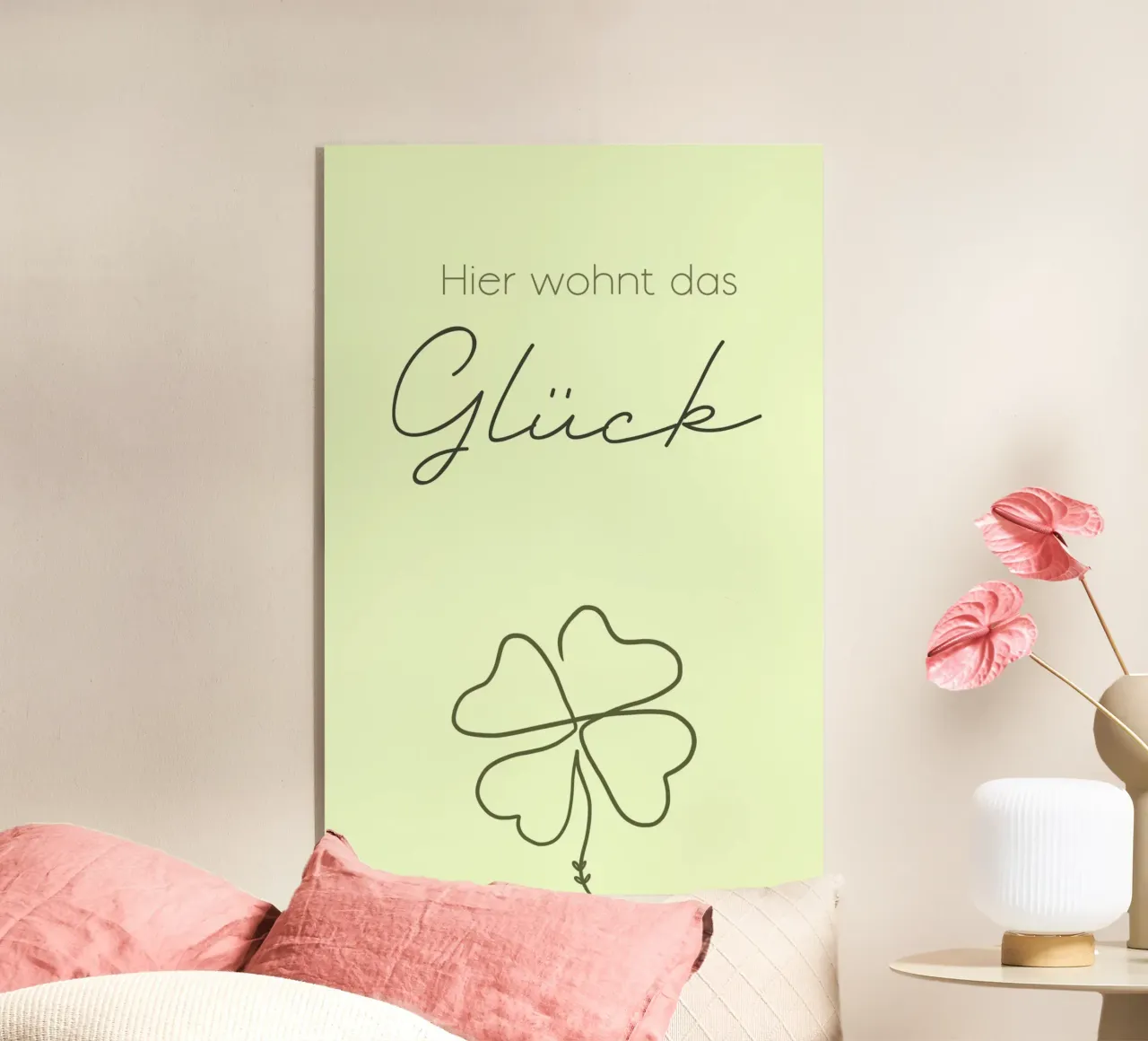 Minimal Boho Line Art - Qui è dove vive la felicità plexiglass da Spruch drauf!