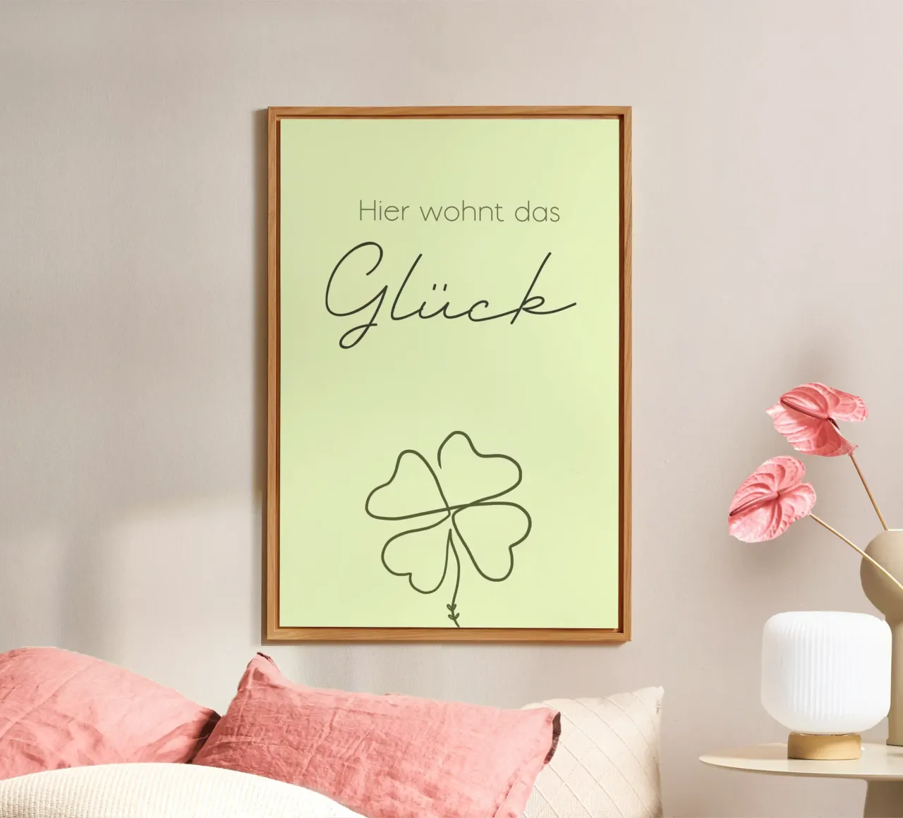 Minimal Boho Line Art - Qui è dove vive la felicità alluminio dibond da Spruch drauf!