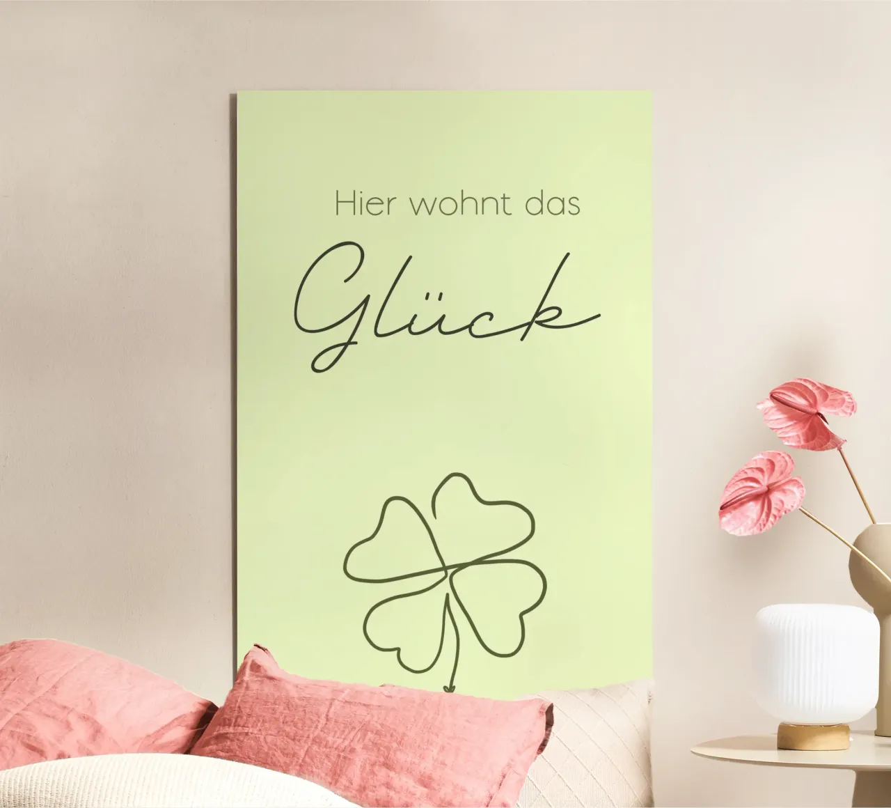 Minimal Boho Line Art - Qui è dove vive la felicità alluminio dibond da Spruch drauf!