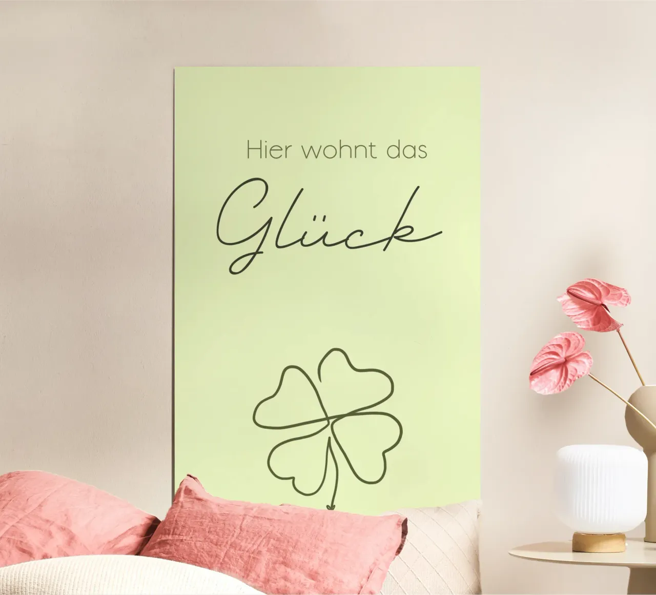 Minimal Boho Line Art - Qui è dove vive la felicità carta hahnemühle da Spruch drauf!