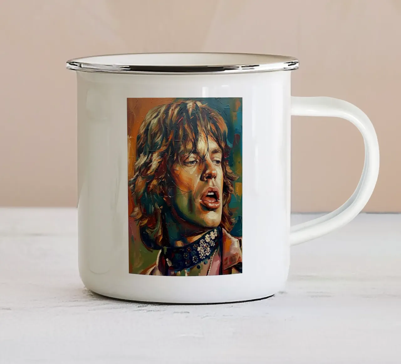 Mick Jagger abstracte kunst emaille mok van Lembayung art