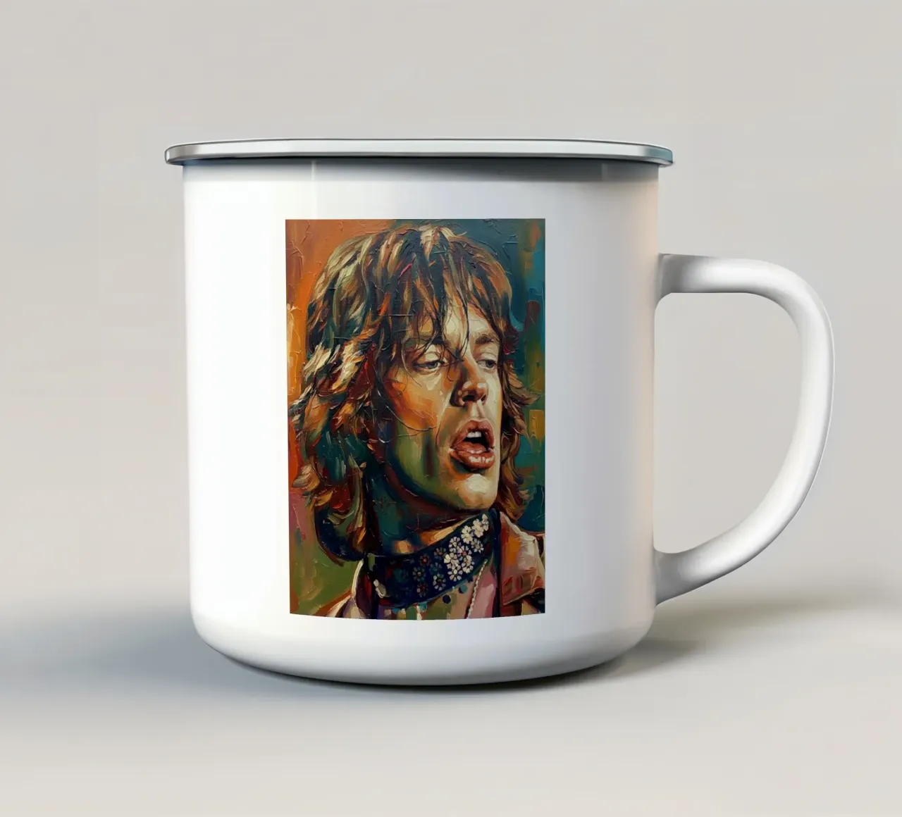 Mick Jagger abstracte kunst emaille mok van Lembayung art