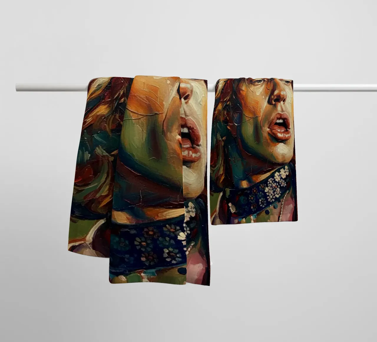 Mick Jagger abstract art towel by Lembayung art
