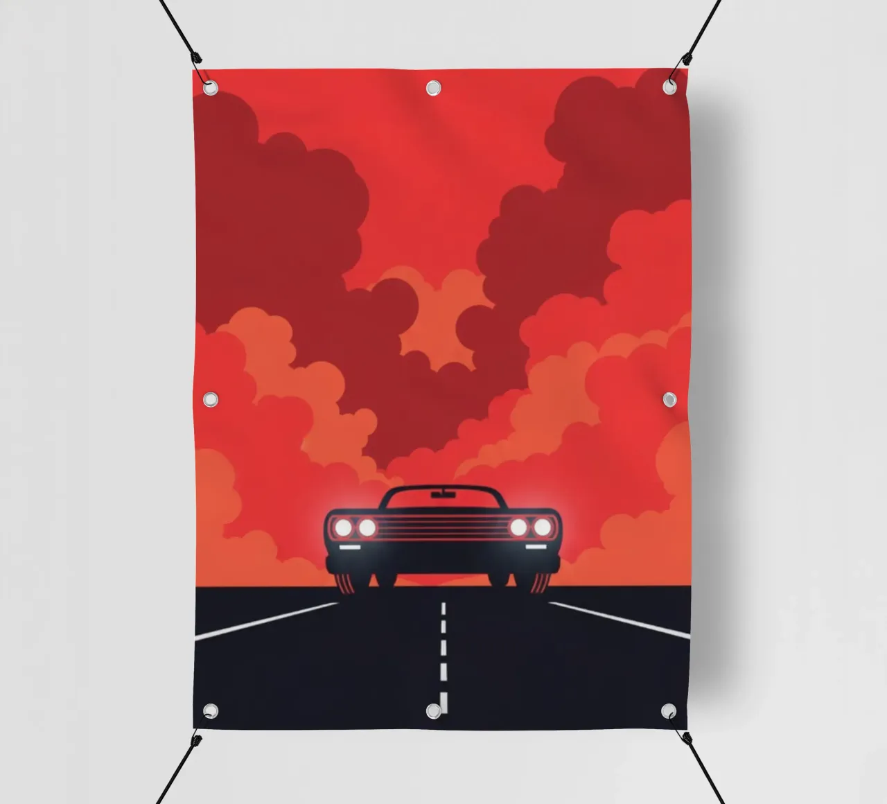 car in red cloudy telo in pvc da morgal