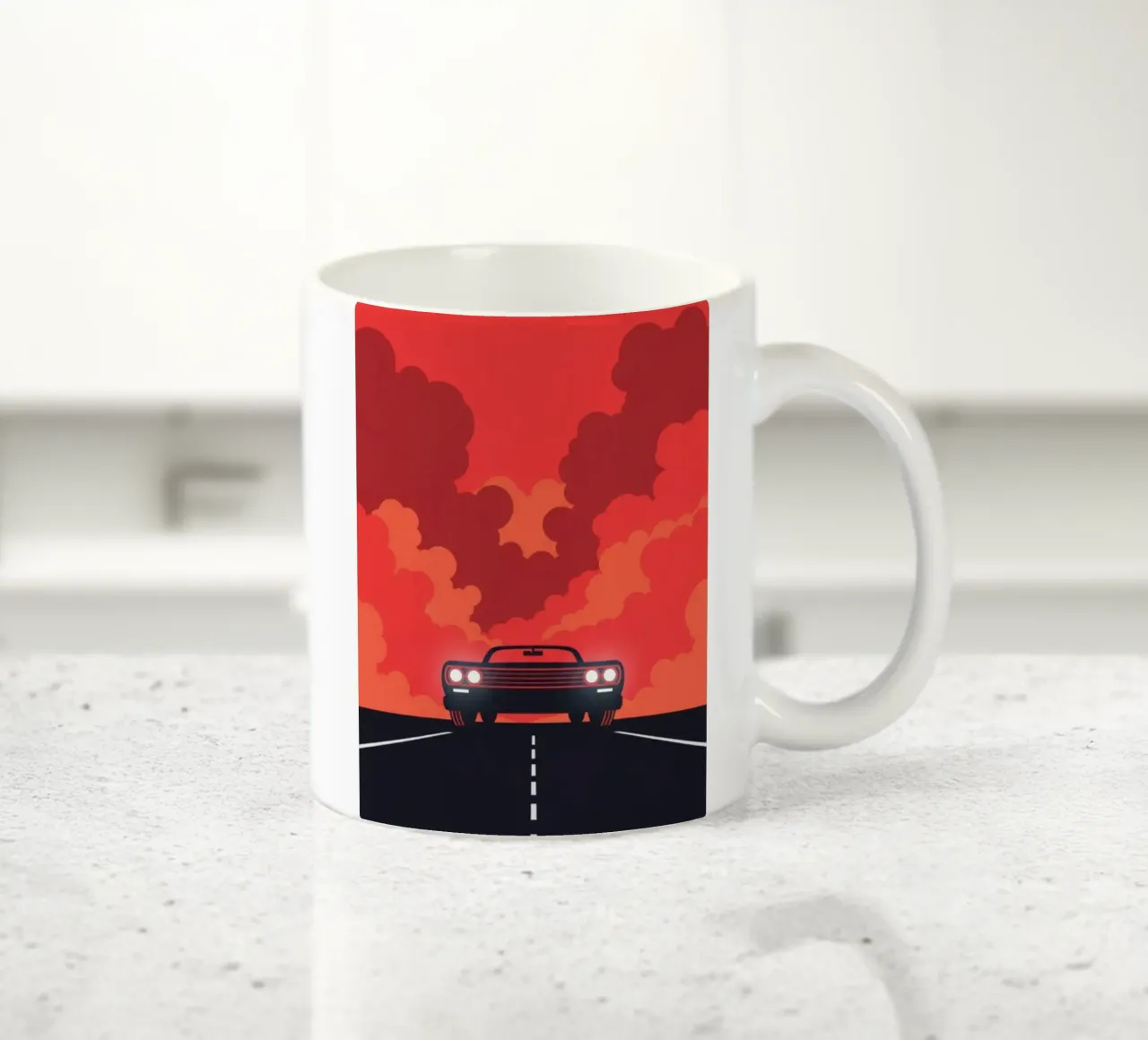 car in red cloudy tazza in ceramica da morgal