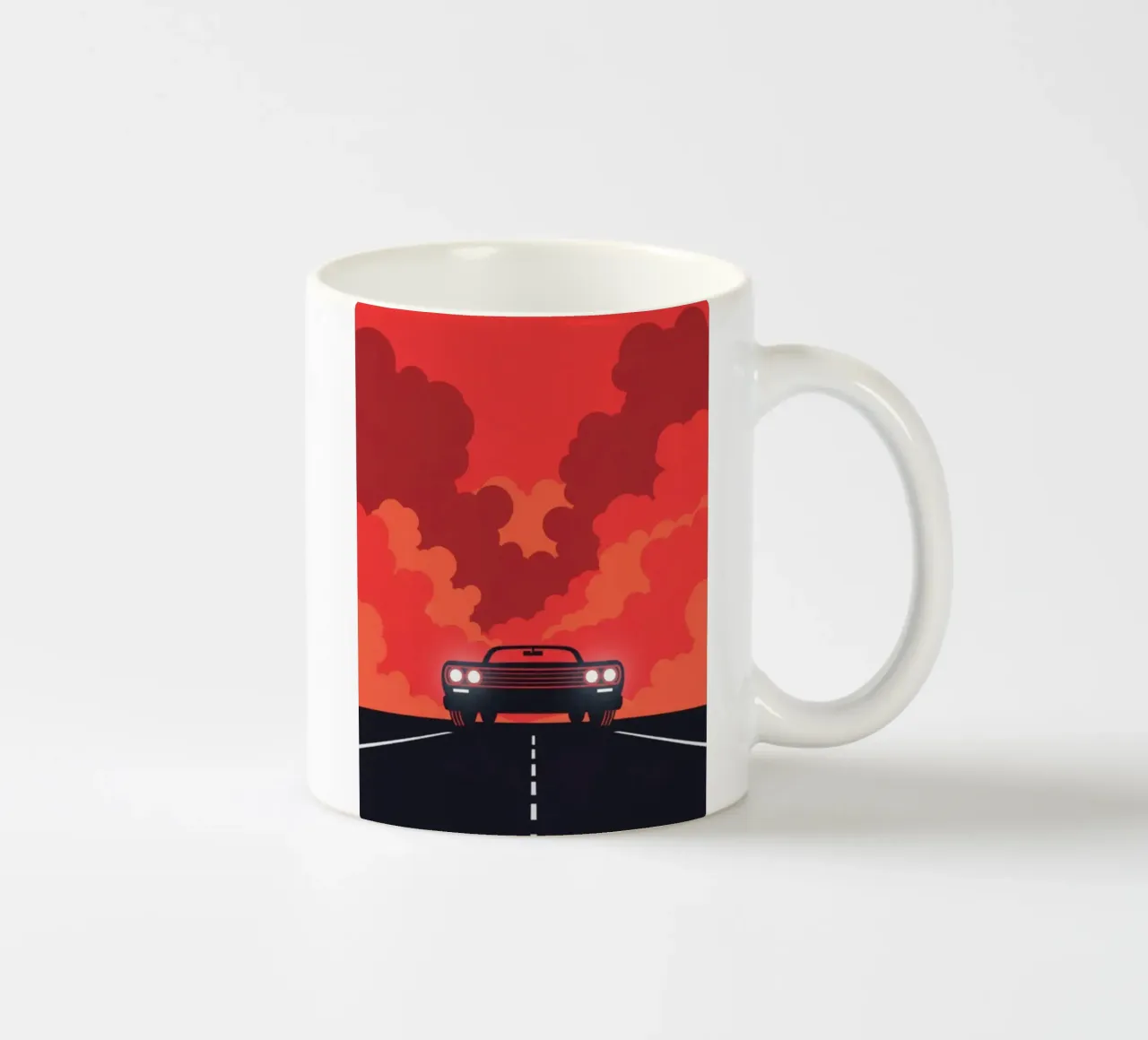 car in red cloudy tazza in ceramica da morgal