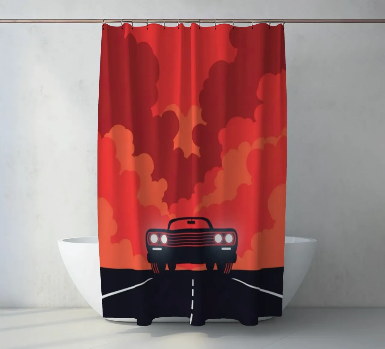 car in red cloudy tenda da doccia da morgal