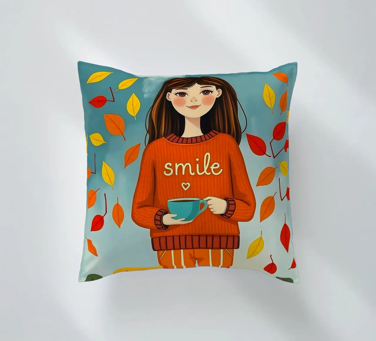 Ragazza d'autunno cuscino da ARTOMATIC