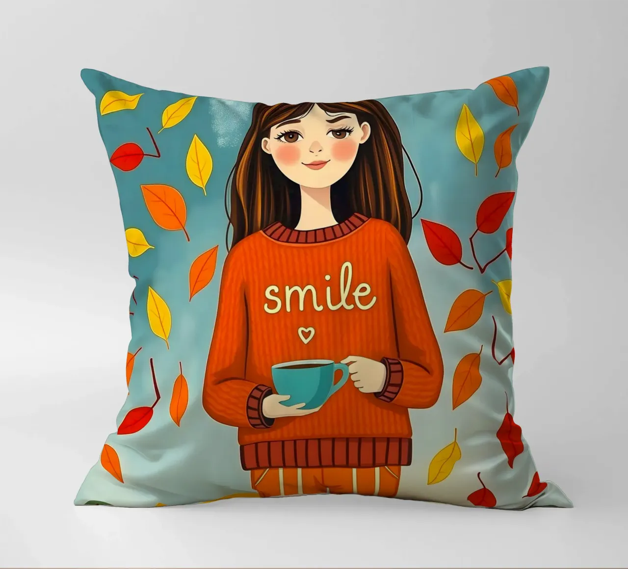 Ragazza d'autunno cuscino da ARTOMATIC