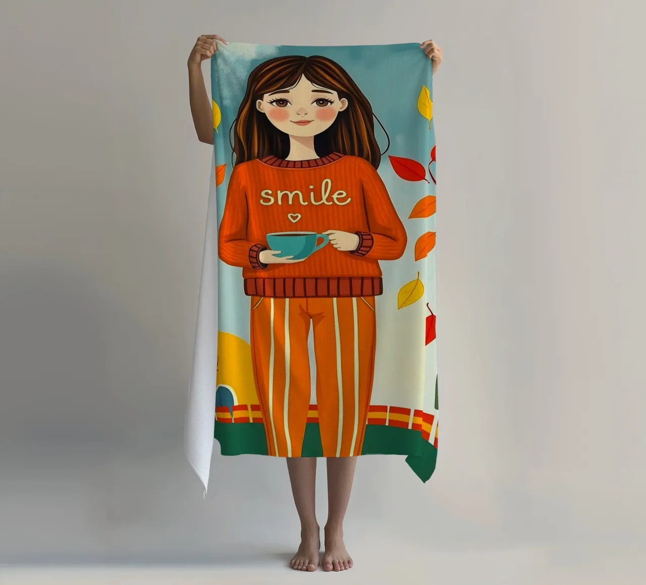 Ragazza d'autunno telo mare da ARTOMATIC