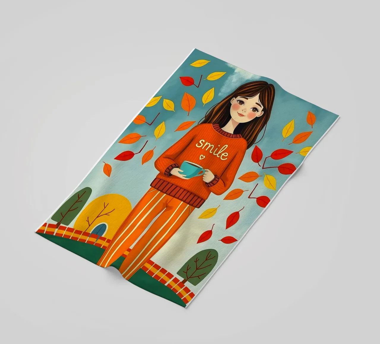 Ragazza d'autunno telo mare da ARTOMATIC