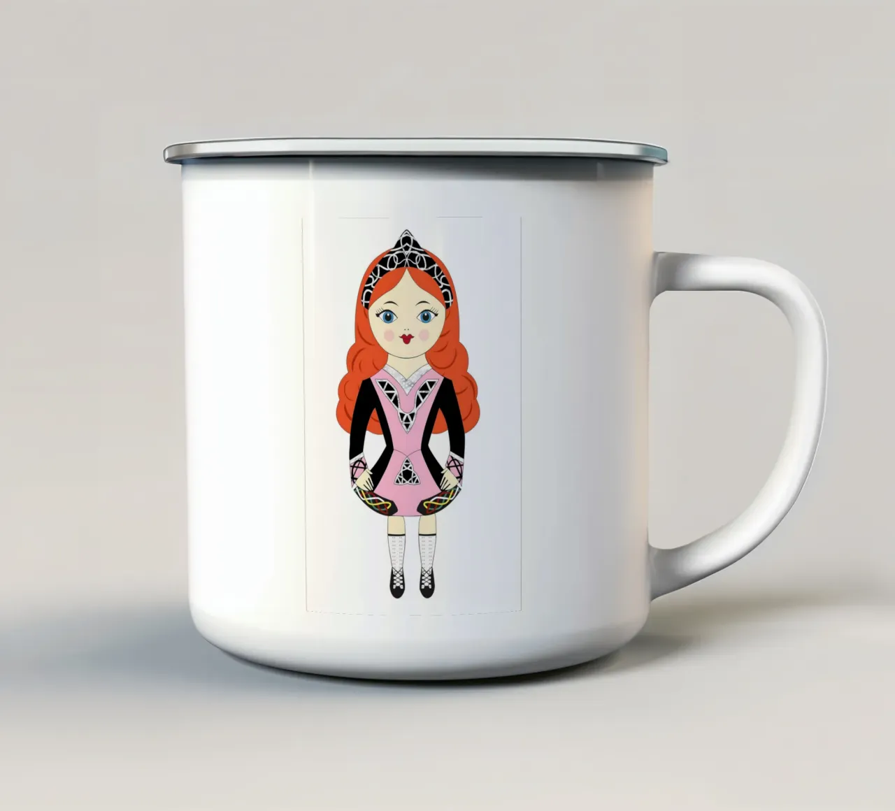 BALLERINA IRLANDESE IN COSTUME ROSA tazza in smalto da ARTOMATIC