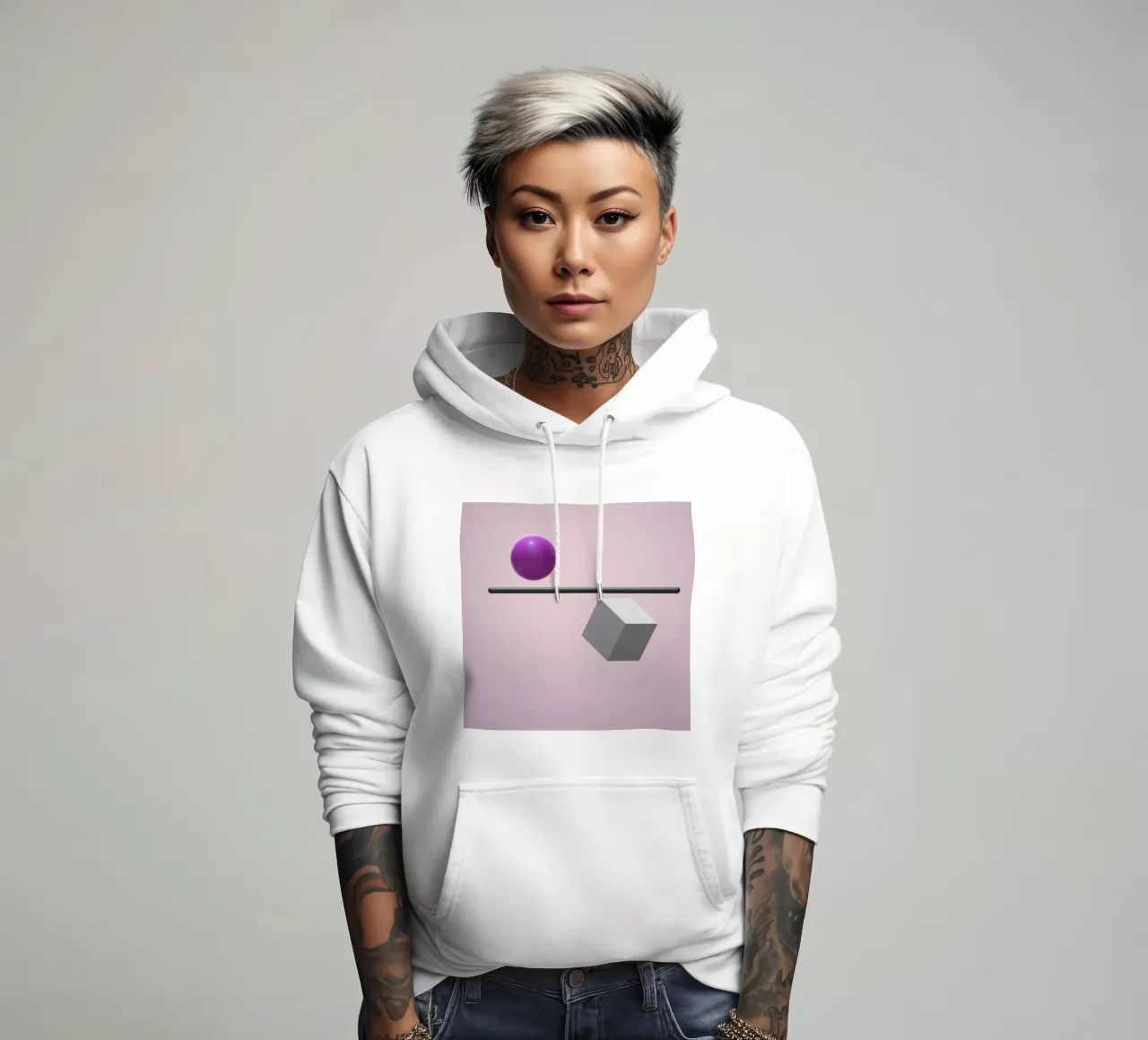 Sfera e cubo in equilibrio felpa con cappuccio da BenCoStyle