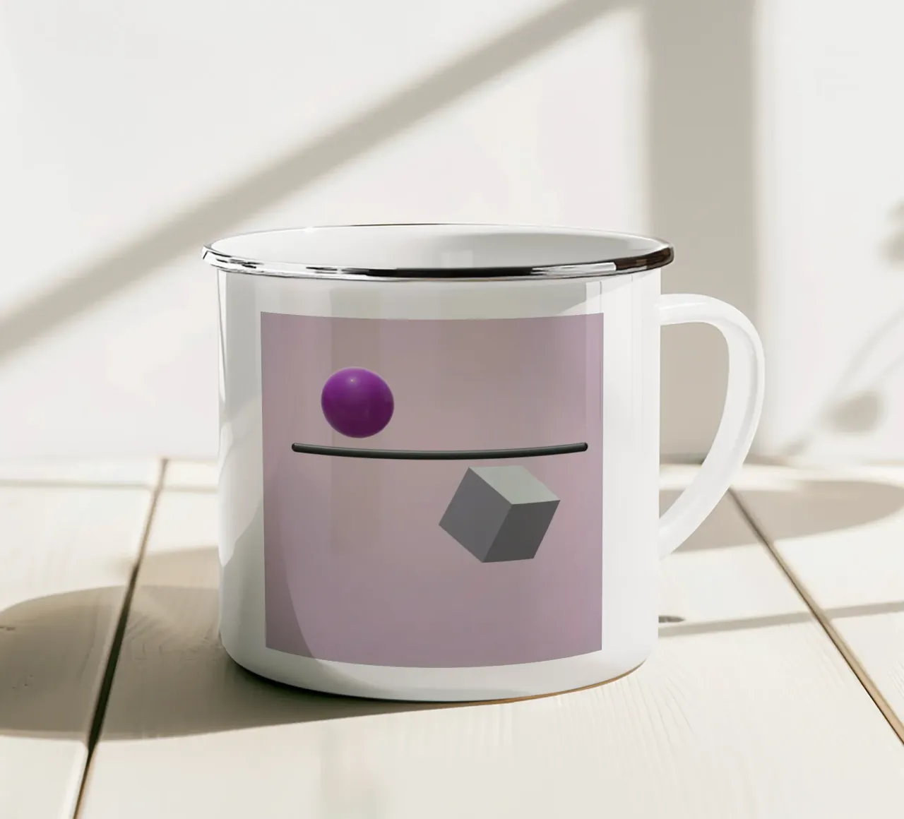 Sfera e cubo in equilibrio tazza in smalto da BenCoStyle