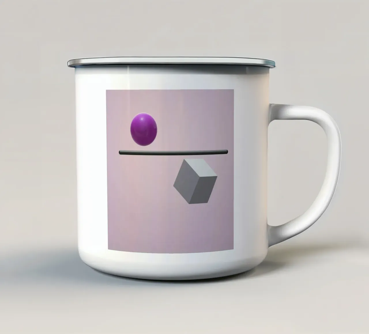 Sfera e cubo in equilibrio tazza in smalto da BenCoStyle