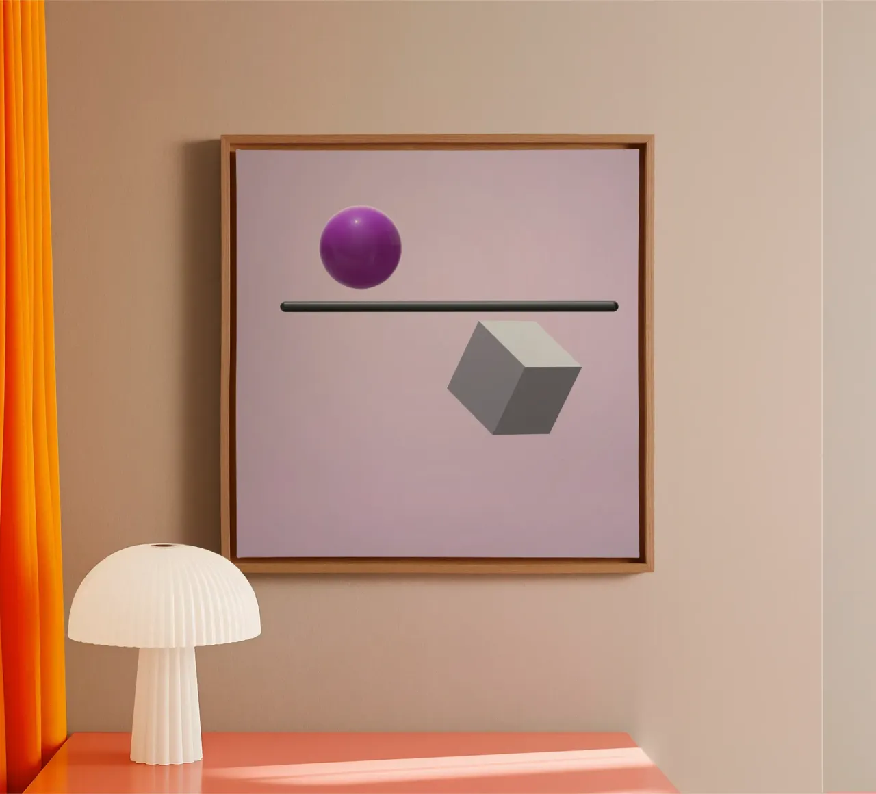 Sphere and cube in balance canvas by BenCoStyle