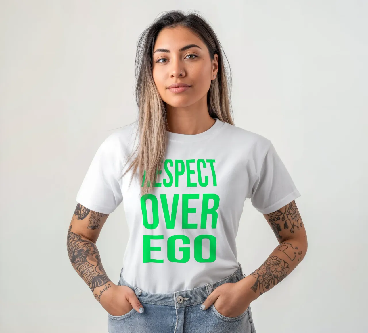 OVER series- bold letters, brave values (5 colors) t-shirt da FRICKE DESIGN