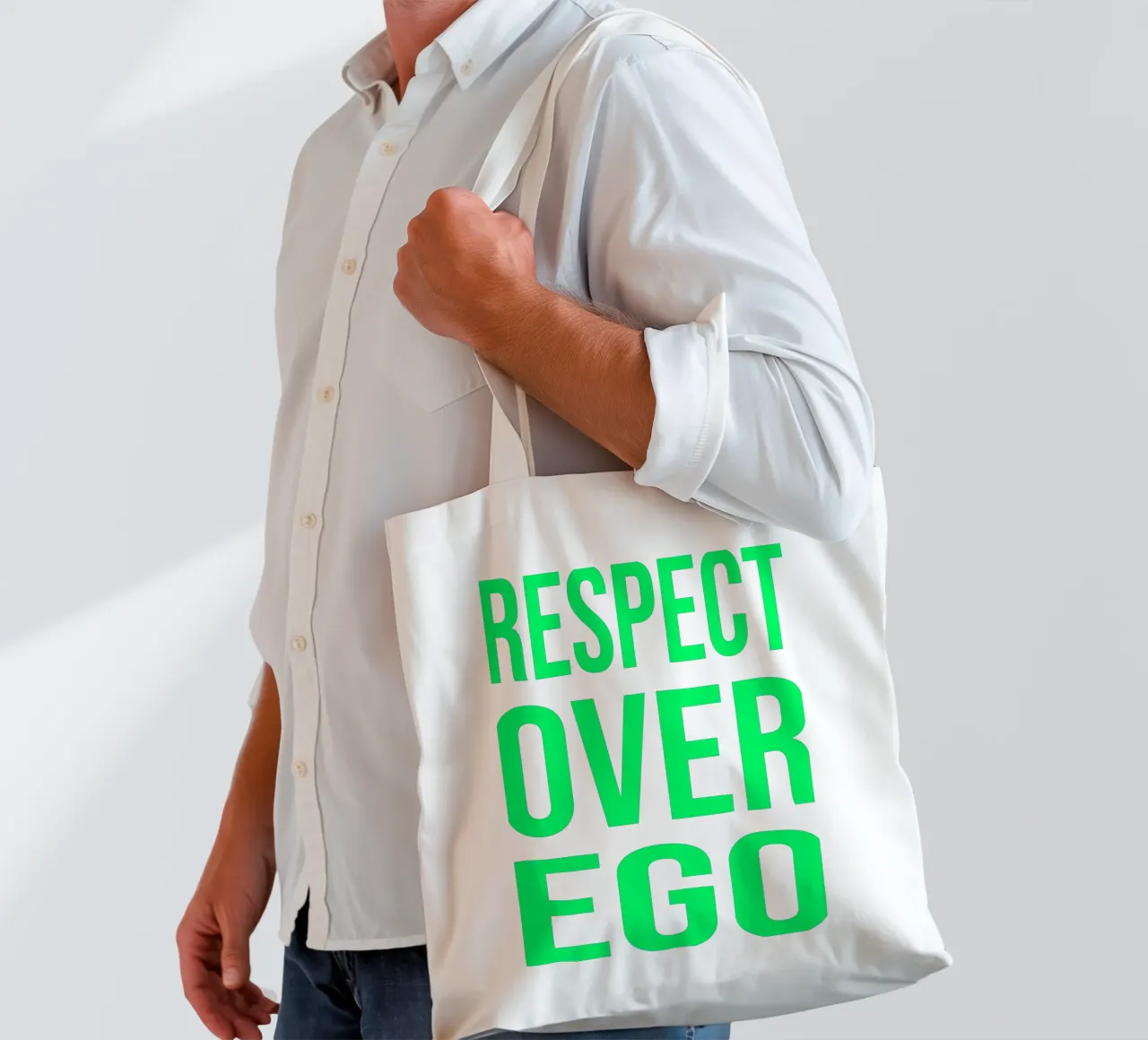 OVER series- bold letters, brave values (5 colors) borsa in juta da FRICKE DESIGN
