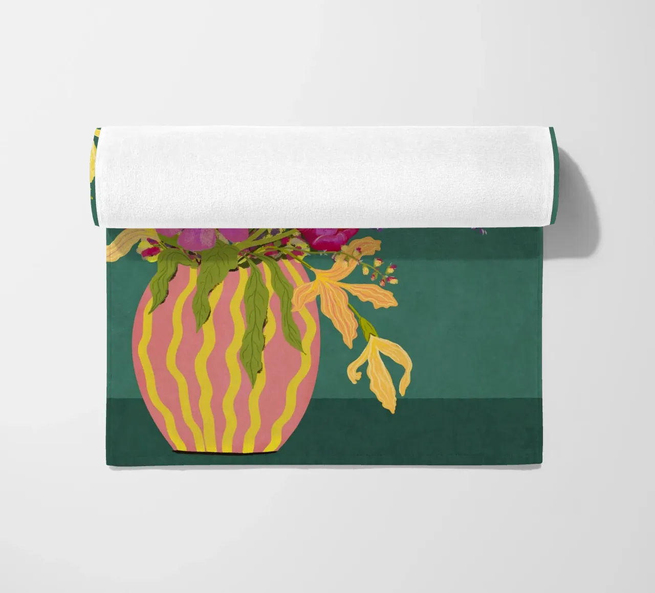 Bouquet di peonie in un vaso a righe telo mare da Illustration Raissa Oltmanns