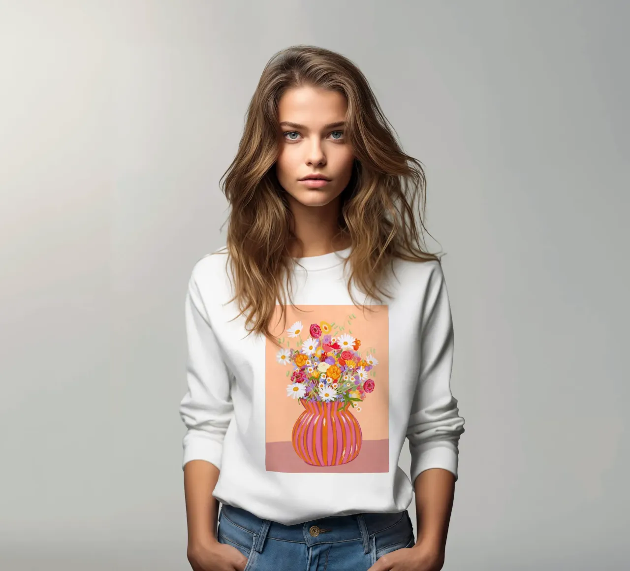 Fiori in vaso a strisce felpa da Illustration Raissa Oltmanns