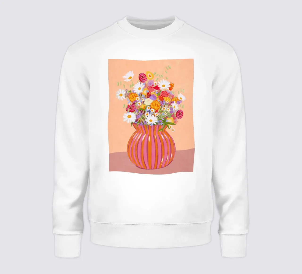Flores en jarrón con rayas sudadera de Illustration Raissa Oltmanns