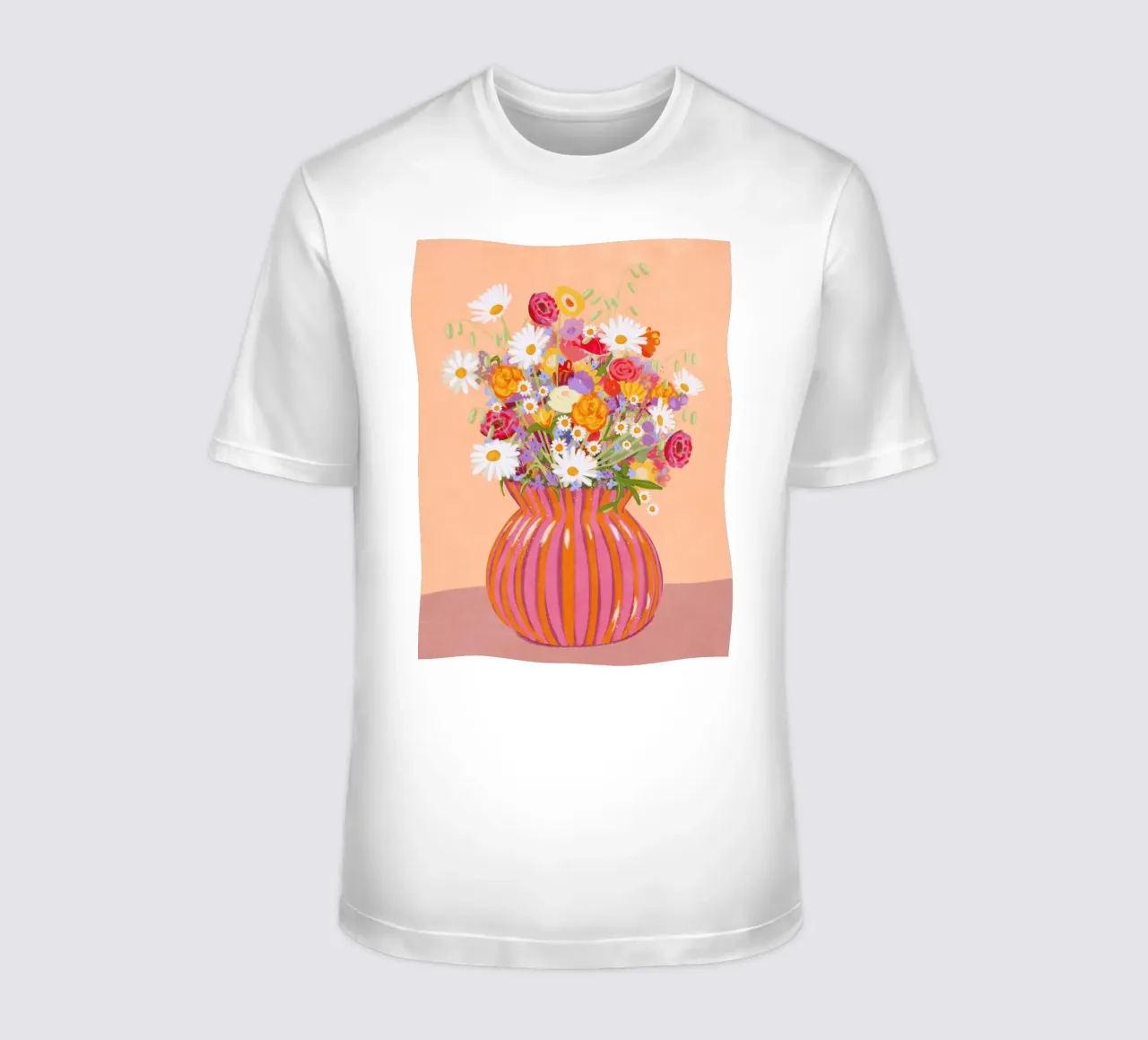 Fiori in vaso a strisce t-shirt da Illustration Raissa Oltmanns