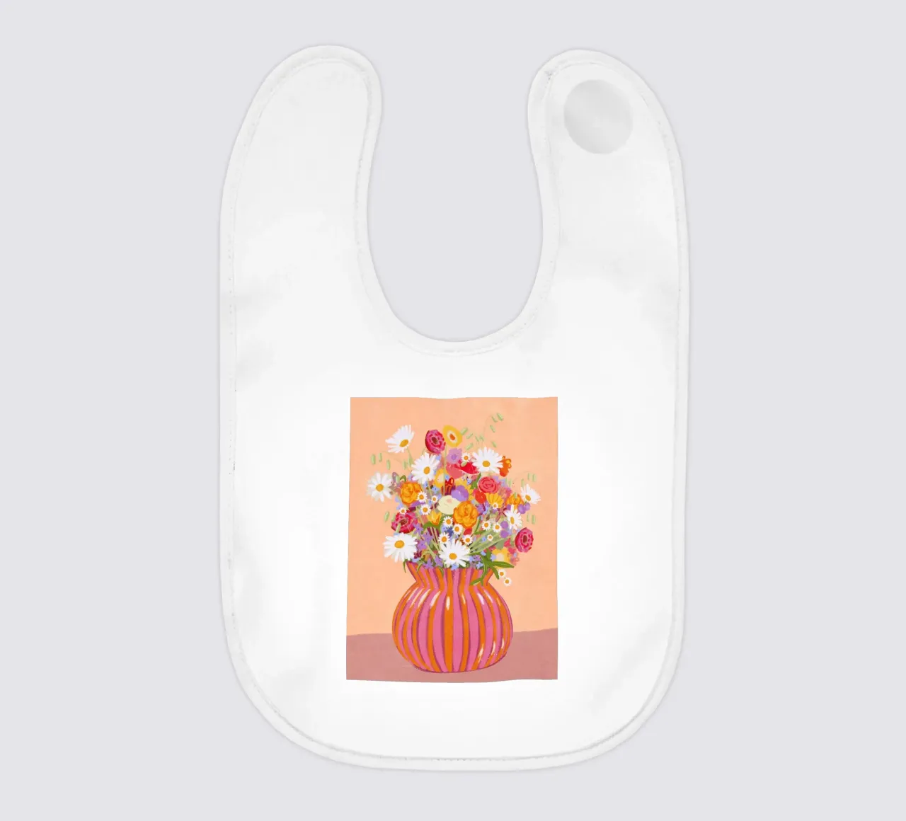 Fiori in vaso a strisce bavaglino da Illustration Raissa Oltmanns