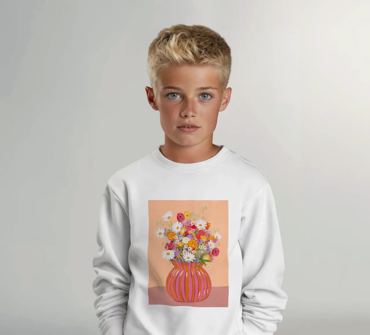 Fiori in vaso a strisce felpa bambino da Illustration Raissa Oltmanns