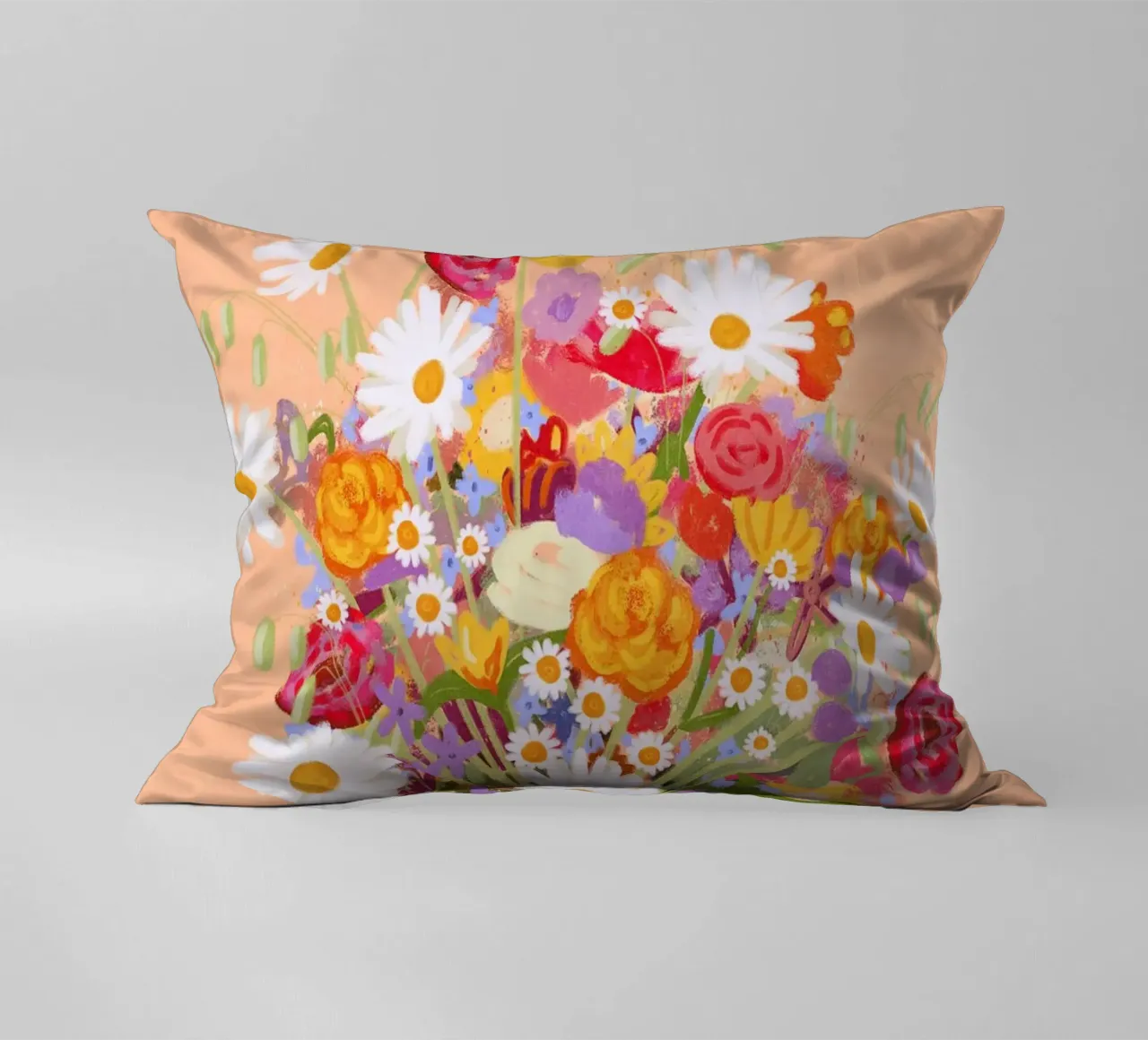 Fiori in vaso a strisce cuscino da Illustration Raissa Oltmanns