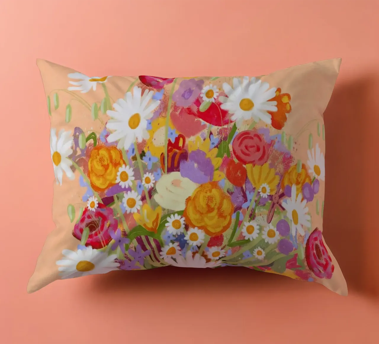 Fiori in vaso a strisce cuscino da Illustration Raissa Oltmanns