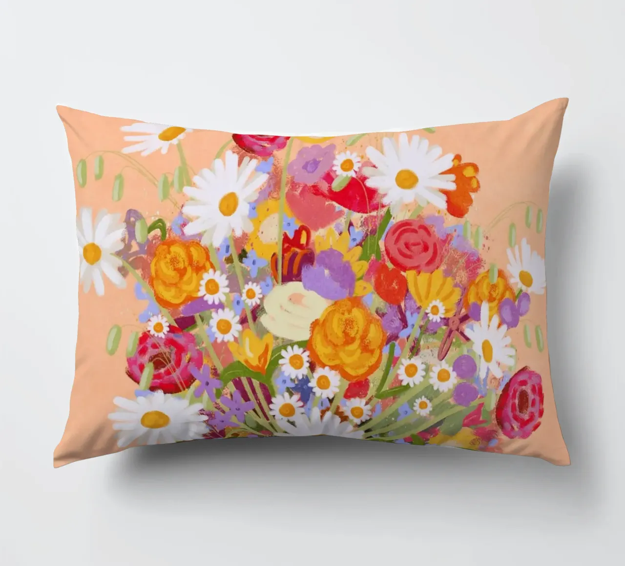 Fiori in vaso a strisce cuscino da Illustration Raissa Oltmanns