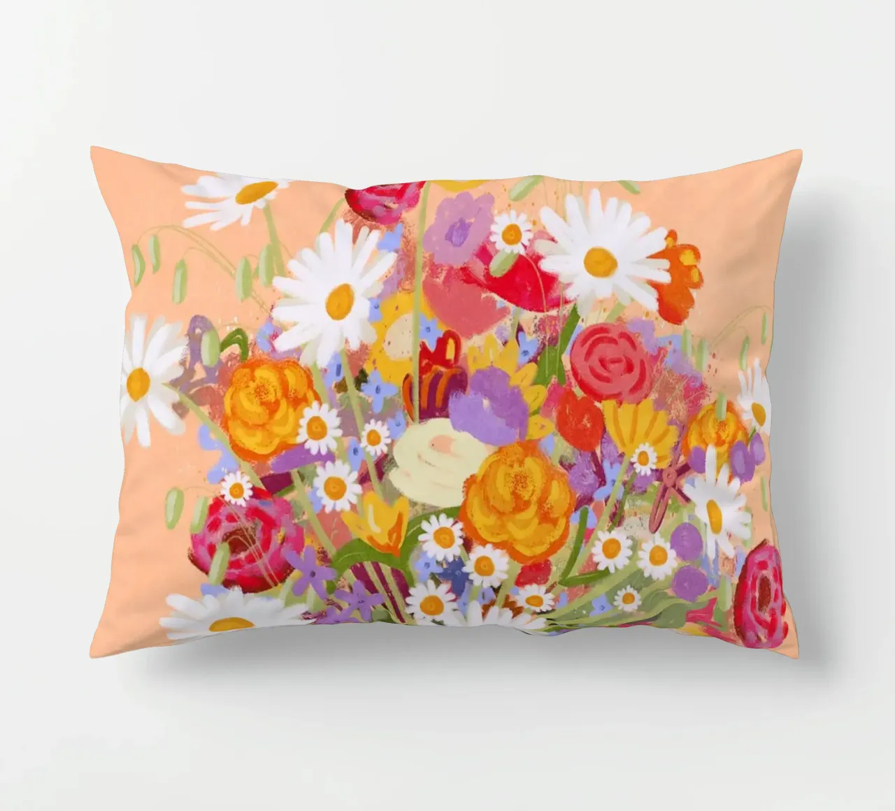Fiori in vaso a strisce cuscino da Illustration Raissa Oltmanns